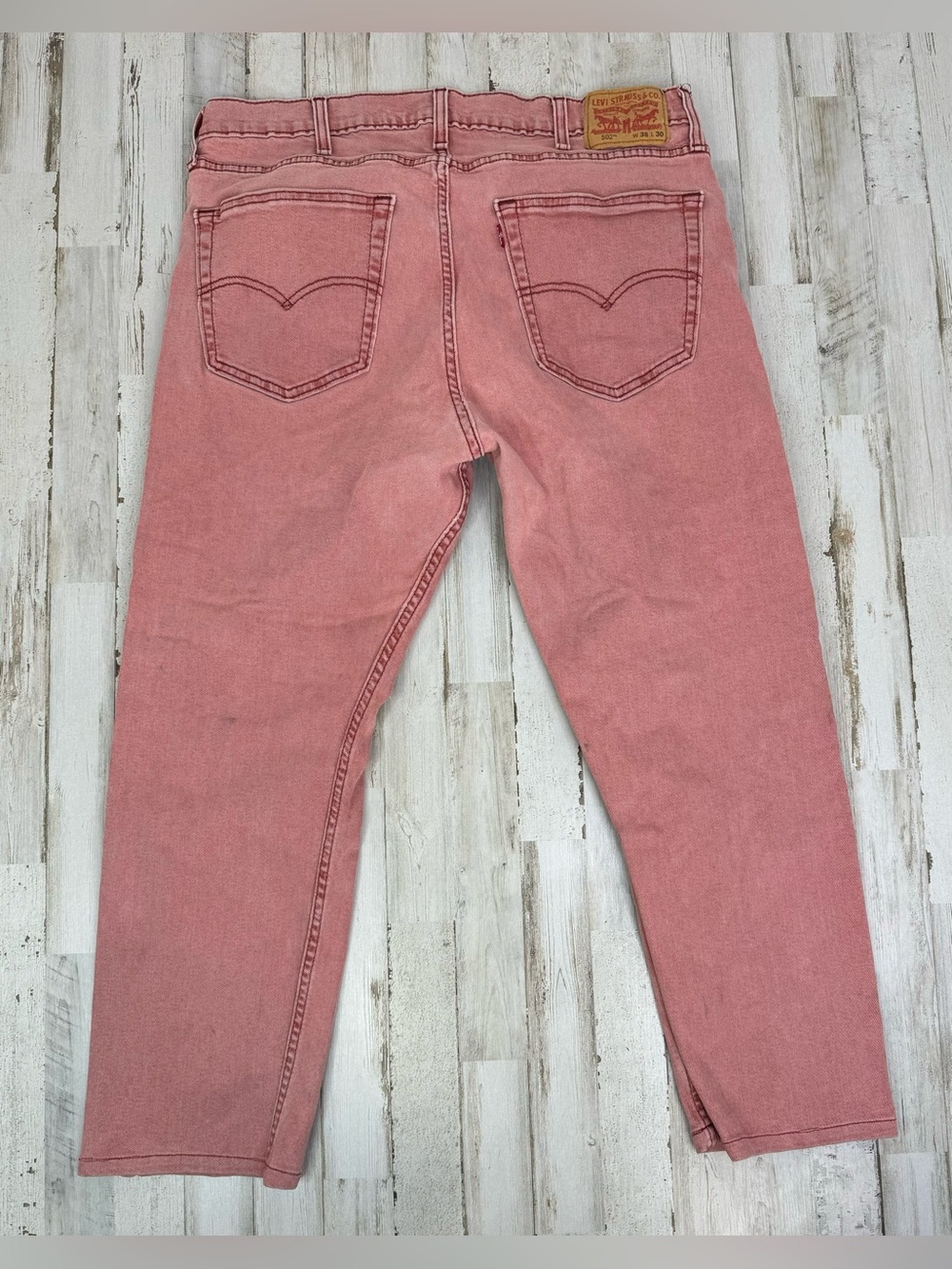 Levis 502 Pants Jeans Men 36x26 Denim Stretch Pink Straight - Picture 9 of 11